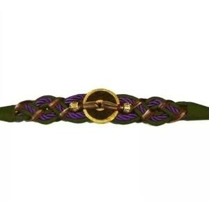 Braided Belt Art Deco SZ Small Medium Green Purple
